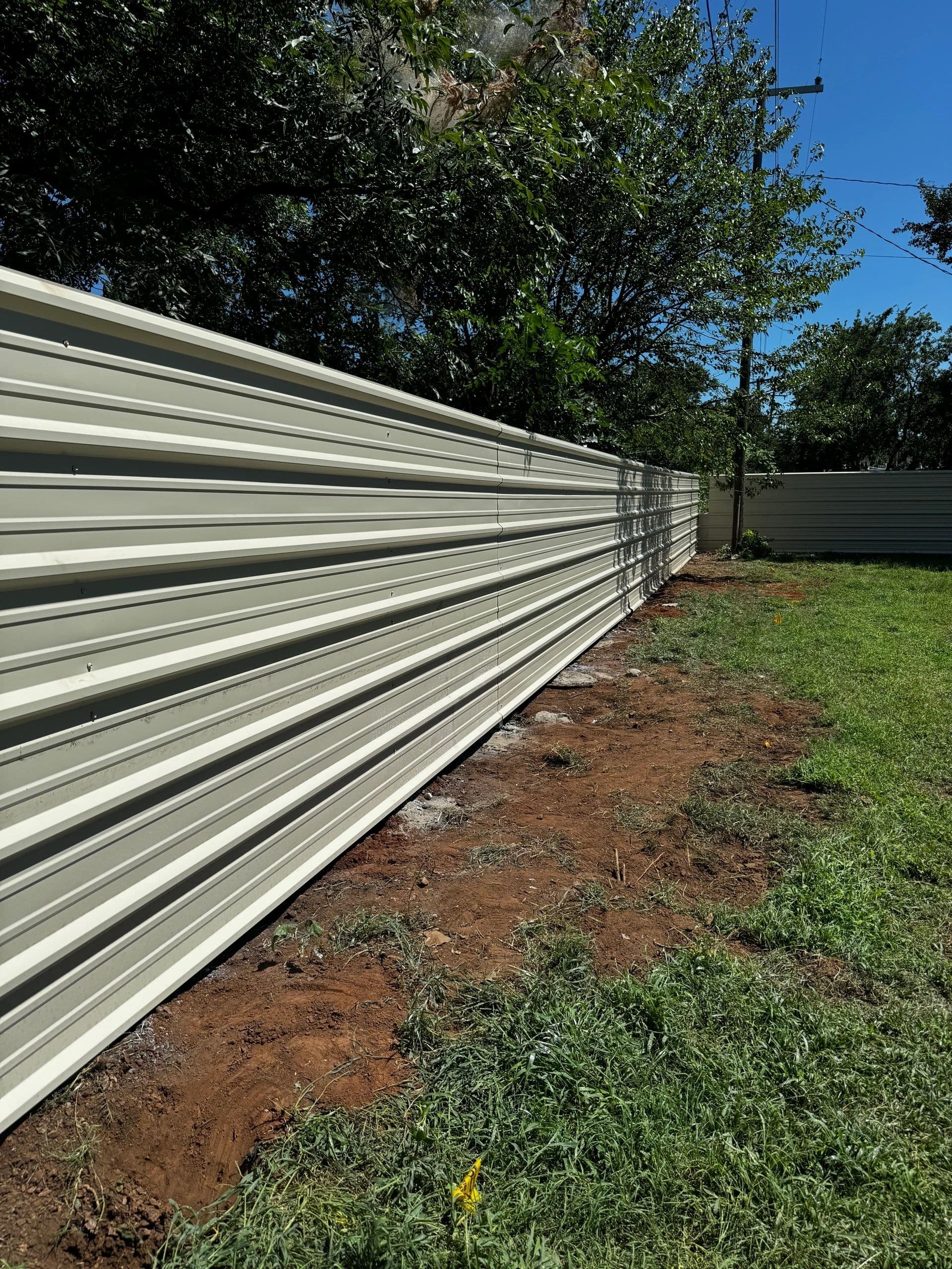 Metal fencing — silver horizontal panels
